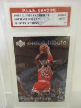 Michael Jordan Chicago Bulls 1998 Upper Deck Jordan Tribute Reflections #MJ65 graded PAAS Mint 9