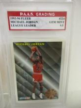 Michael Jordan Chicago Bulls 1993-94 Fleer League Leader #224 graded PAAS Gem Mint 9.5