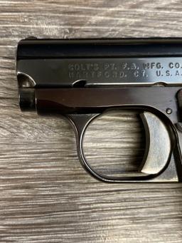 COLT JUNIOR MODEL .25ACP CAL. SEMI-AUTO PISTOL W/FACTORY CARDBOARD BOX