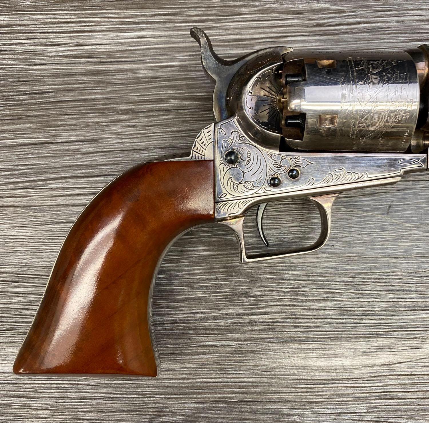 1 OF 100 CASED, ENGAVED, SILVER-PLATED U.S. NAVY COMMEMORATIVE COLT M-1851 .36 CAL. REVOLVER