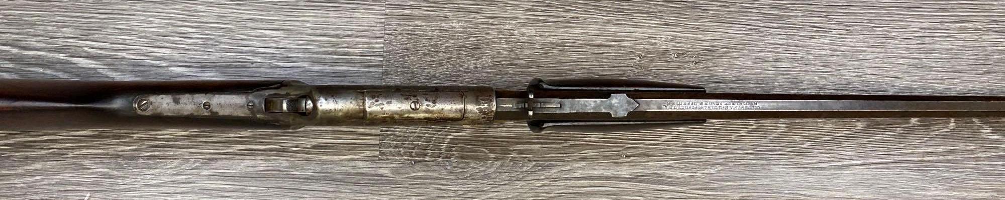 COLT LIGHTNING SLIDE ACTION RIFLE .22 CALIBER, LAST PAT'D DATE ON BARREL FEB. 22, 1887.