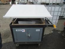 3' X 2' SHOP CART W/ LOCKABLE CABINET & KNAACK PLANZBOARD BLUEPRINT STAND