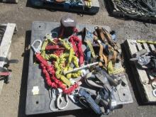 (4) ASSORTED SAFETY HARNESSES & (6) FALL PROTECTION LIFELINES