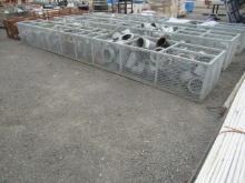 20' X 33'' 16-COMPARTMENT STEEL BIN W/ ASSORTED STEEL PHLANGES, COUPLERS, & FORK POCKETS