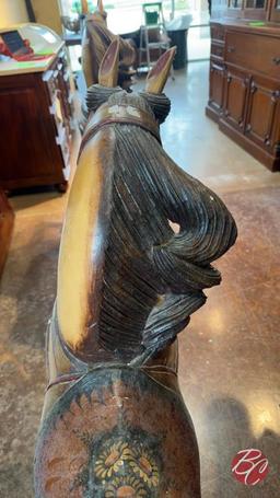 Antique Hand Carved Horse Statue