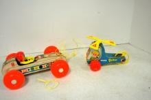 2 FP pull toys ( 1 racer, 1 helicopter)