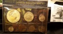 1959-1968 Souvenir Coin Set Netherlands Antilles Unc. With Silver.