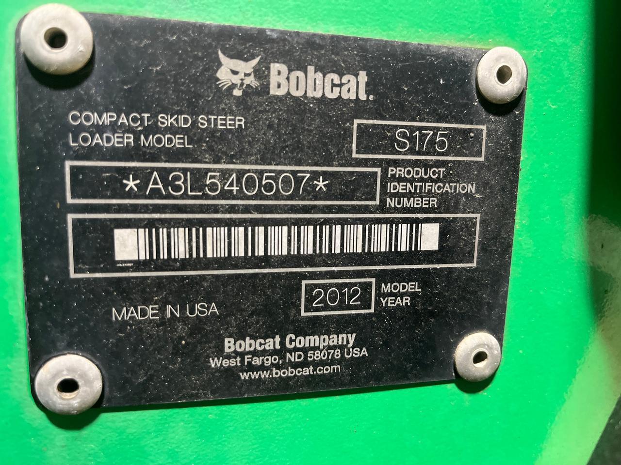 2012 Bobcat S175 Skid Steer Loader