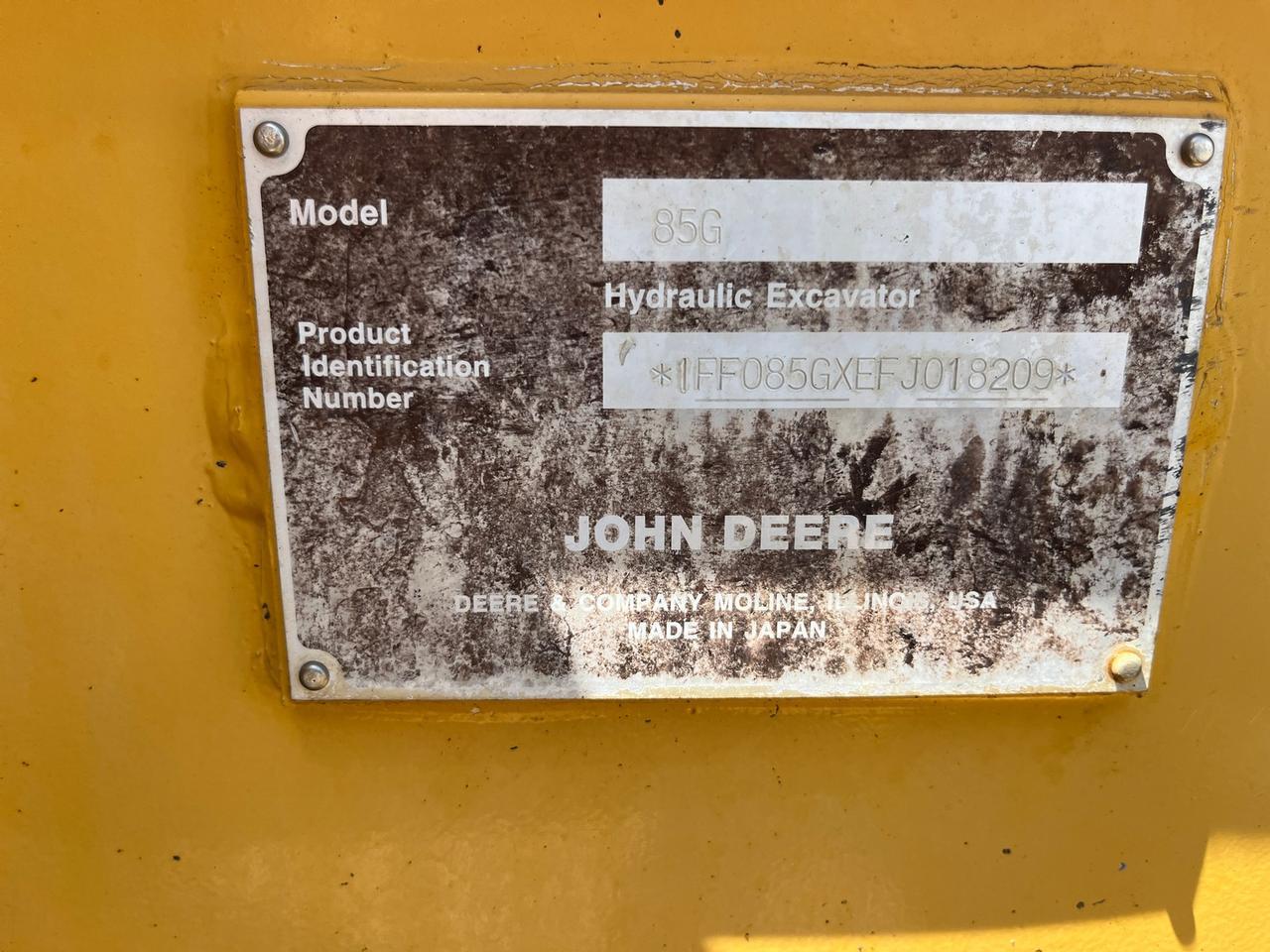 2015 John Deere 85G Midi Excavator