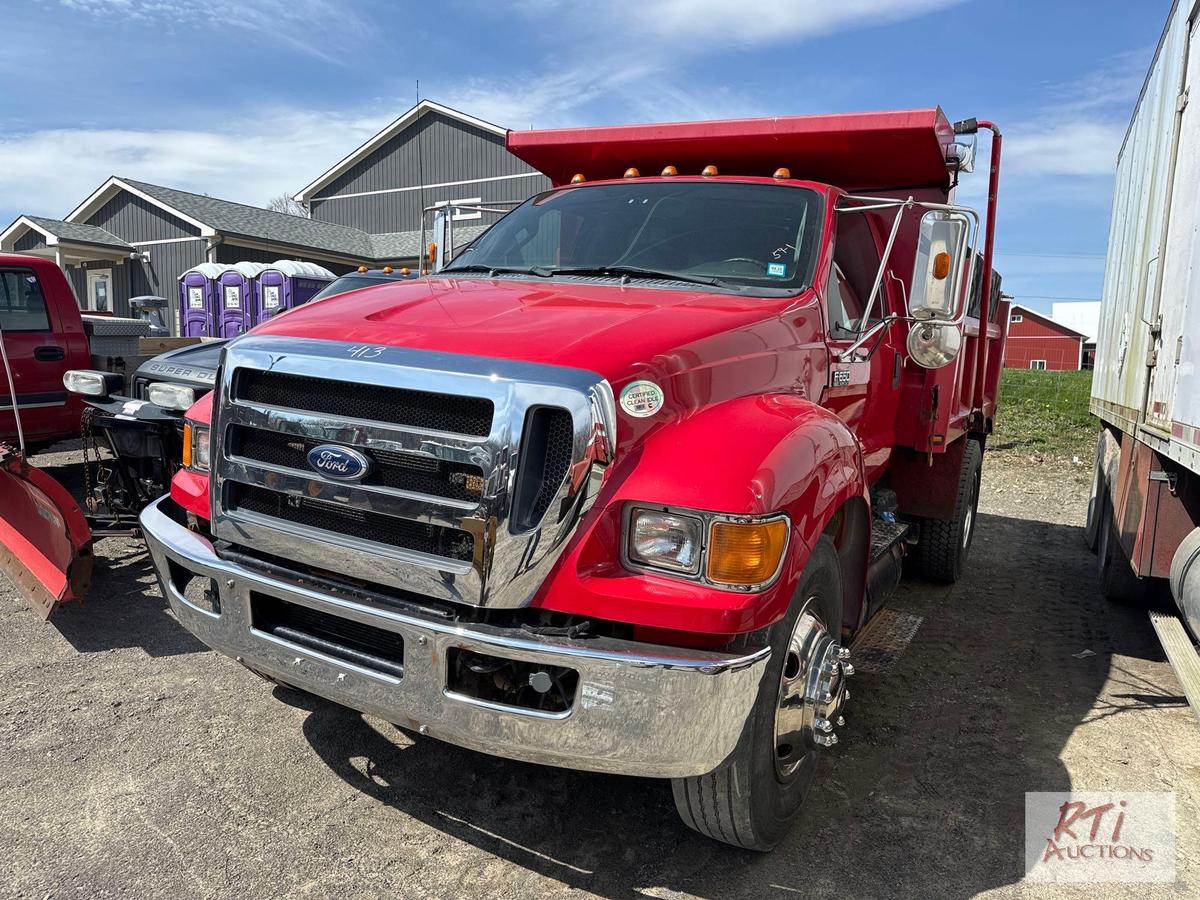 2012 Ford F650 single axle dump with 67 Cummins engine, automatic transmission, PW, PL, A/C, 85K,