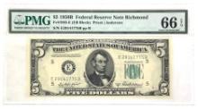 1950 B $5 U.S. Federal Reserve Note PMG 66 EPQ