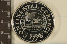 SILVER LAYERED PROOF REPLICA OF 1776 CONTINENTAL