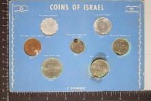 ISRAEL 7 COIN UNC SET IN CARDBOARD CARD COINS R