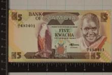 BANK OF ZAMBIA 5 KWACHA CRISP UNC COLORIZED BILL
