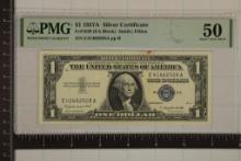 1957-A $1 SILVER CERTIFICATE PMG 50 ABOUT UNC