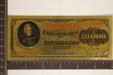24KT GOLD FOIL REPLICA OF AN 1878 US $10,000 NOTE