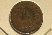 1863 CIVIL WAR TOKEN "INDIAN" ON OBVERSE AND "NOT