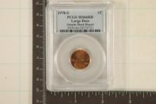 1970-S LARGE DATE LINCOLN CENT PCGS MS65RD