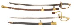 LOT OF 2: US CIVIL WAR OFFICER GRADE M1860 CAVALRY SABER AND M1852 NAVAL OFFICER'S SWORD.