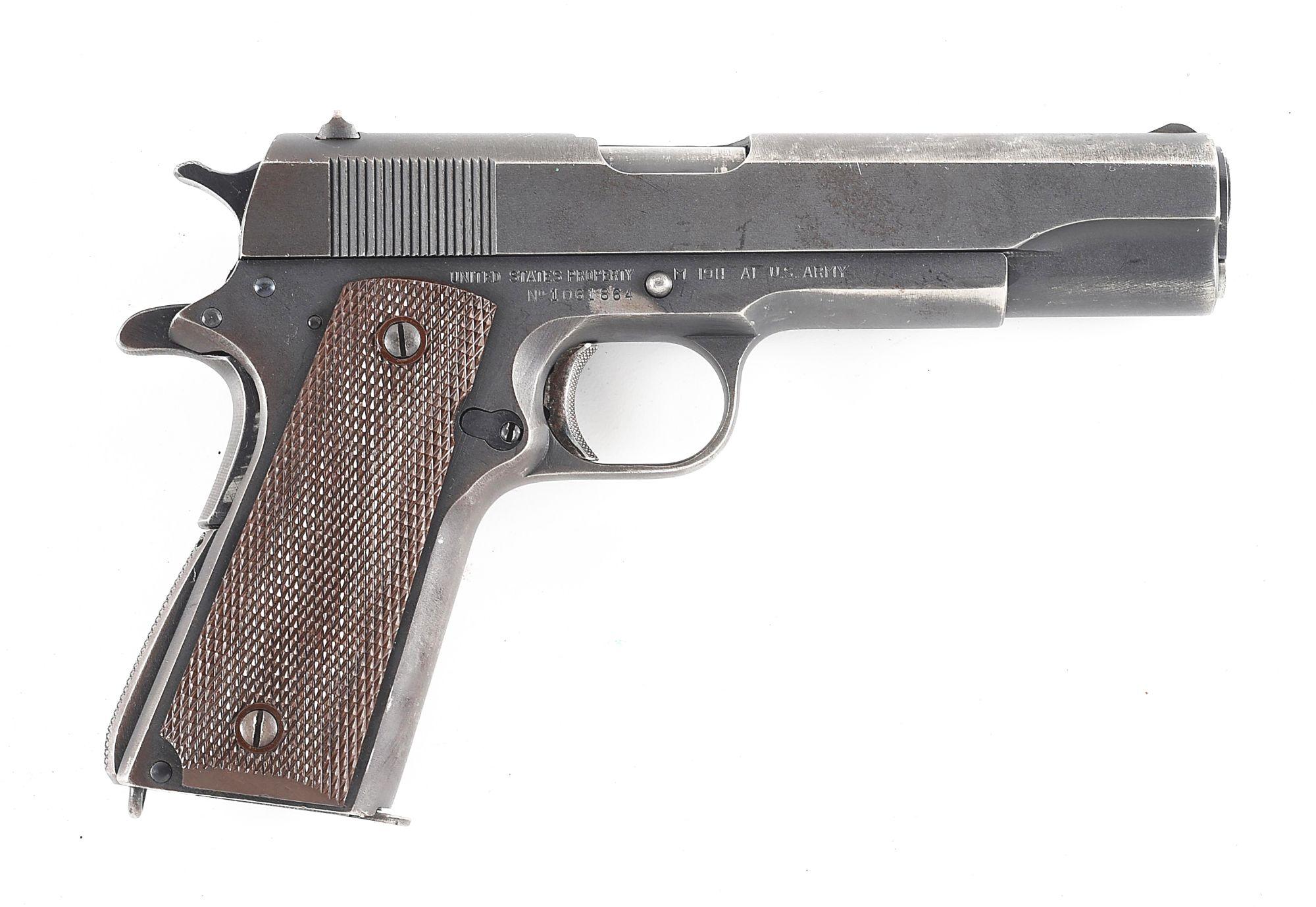 (C) UNION SWITCH AND SIGNAL M1911A1 SEMI-AUTOMATIC PISTOL WITH 1944 DATED BOYT HOLSTER.