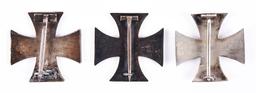 LOT OF 3: IMPERIAL GERMAN 1914 1ST CLASS IRON CROSSES.