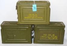 THREE MILLITARY AMMO BOXES 250 CAL. LINKED
