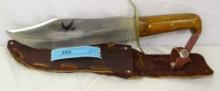 BOWIE STYLE KNIFE WITH LEATHER SHEATH 14.5"