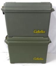 2 CABELA'S 3664 PLASTIC DRY STORAGE AMMO BOXES