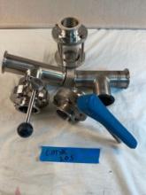 Assorted Tri-Clamp 1-1/2" Process Fittings.