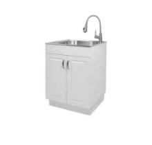 Glacier Bay Stainless Steel Laundry/Utility Sink with Faucet and Cabinet