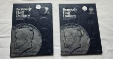 2 - Kennedy Half Whitman Folders with 6 Silver & 47 Clad Kennedy Halves
