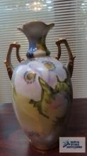 Nippon hand painted floral vase