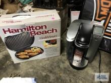 KEURIG AND HAMILTON BEACH TABLE TOP GRILL, USED...