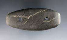 3 15/16" Elliptical Gorget made from Banded Slate. Found in Williams Co., Ohio.
