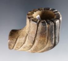 2 1/2" x 1 3/4" Iroquois Pipe that is highly stylized. Found in Orange Co., New York.