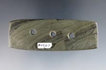 3 3/16" long 3-Hole Gorget found in Knox Co., Indiana. Thin and well made.