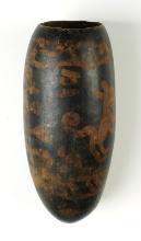 Very unique and well painted! 6 3/4" long pre-Columbian negative-painted  Gourd container.