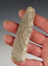 3 9/16" Paleo Square Knife/ Tool made from gray flint. Kaiser Site in Delaware Co., Ohio.