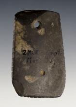 2 9/16" Salvaged Pendant made from Slate with tally marks on all edges.  Morrow Co., Ohio.