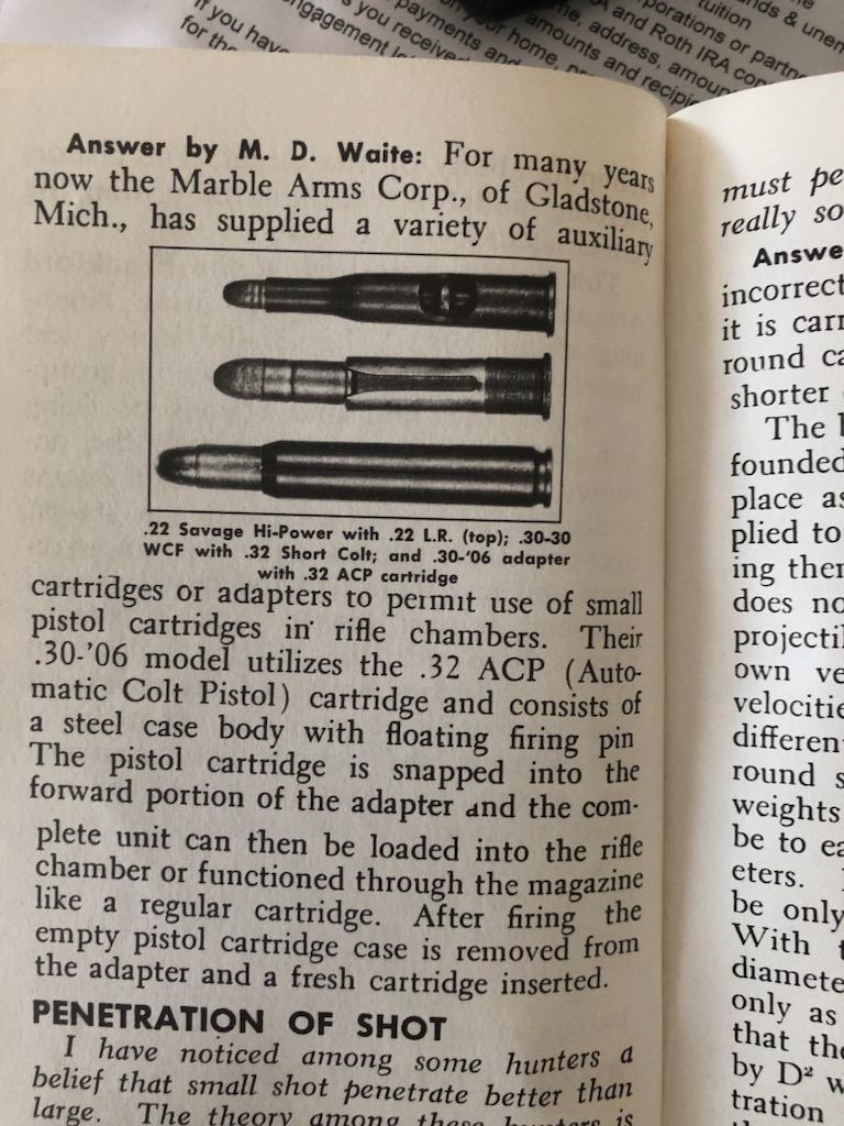 Marbles .30-06 SPRG. Auxiliary Cartridge