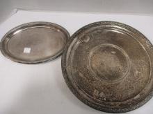 Two 1950's Sterling Trophy Presentation Trays