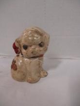 Vintage Cast Iron White Puppy with Bee Doorstop