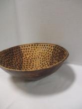 Carved Wood Bowl with Animal Print Design