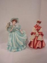 Two Florence Ceramics Victorian Lady Figurines