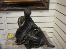 1880's Auguste Moreau Bronze "The Philosopher" Statue