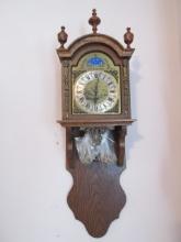 Vintage Dutch Moon Phase Oak Weight Driven Wall Clock