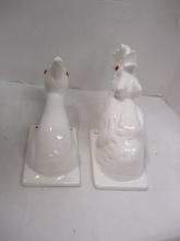Large Duck and Rooster Ceramic Head Wall Mount Towel Holders