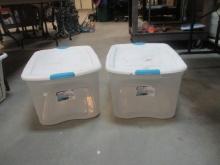 2 Sterlite 66-Quart Clear Plastic Totes with Lids