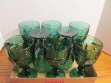 Eight Duratuff Green Footed Goblets