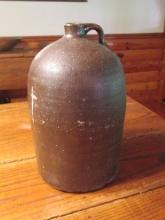 Antique Brown Glazed Stoneware Pottery Jug with Applied Handle